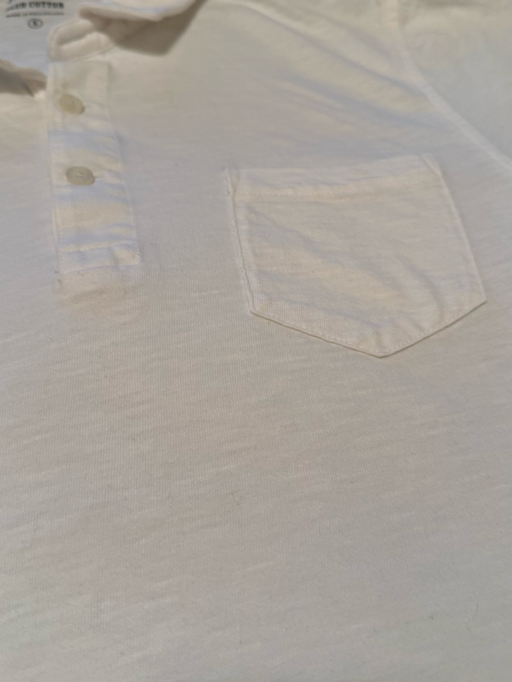 J. Crew | Slub Cotton White Men's Polo with Chest Pocket | Size = S - Picture 2 of 6